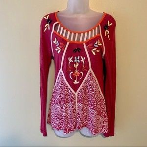 Anthropologie Ric Rac Jalapa Embroidered Shirt